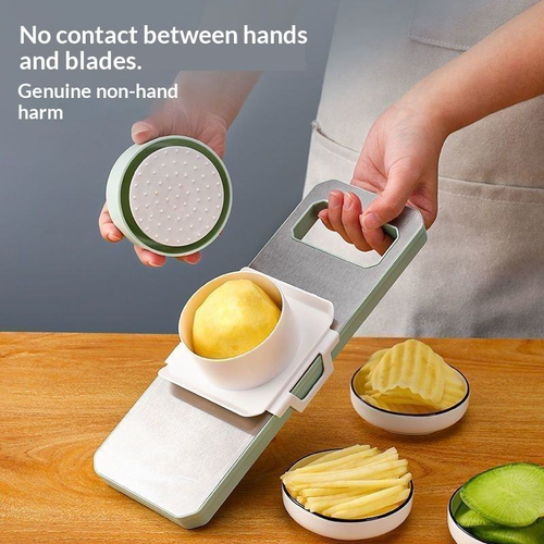 Stainless Steel Multifunctional Vegetable Slicer with Hand Guard, Anti-cut Kitchen Grater for Slicing Shredding Potato Cucumber Carrot