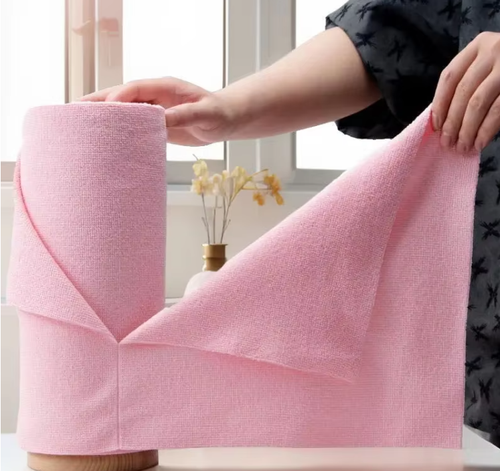 50 Sheets Tear Away Microfiber Cleaning Cloth Roll, Thickened Disposable Kitchen Wipes, Wet & Dry Reusable Dish Towels for Household Cleaning
