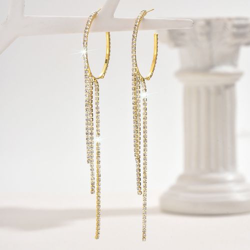 Trade hot simple circle earrings women's accessories Fashion personality rhinestone tassel earrings