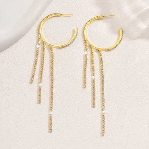 Trade hot simple circle earrings women's accessories Fashion personality rhinestone tassel earrings