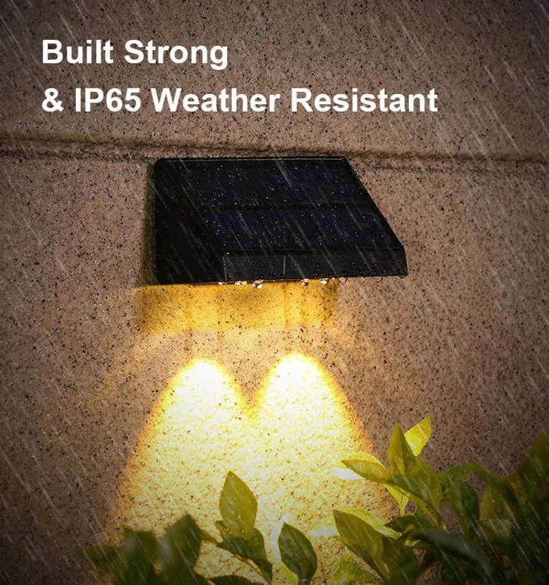 Warm White Exterior Wall Mounted Ip65 Waterproof Garden Led Outdoor Solar Wall Fence Light