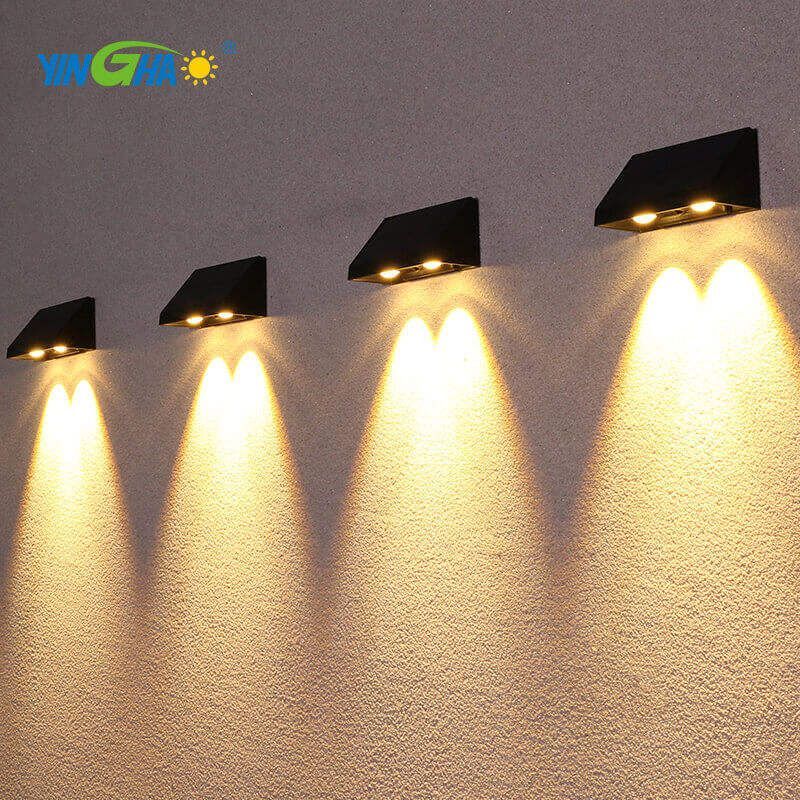 Warm White Exterior Wall Mounted Ip65 Waterproof Garden Led Outdoor Solar Wall Fence Light
