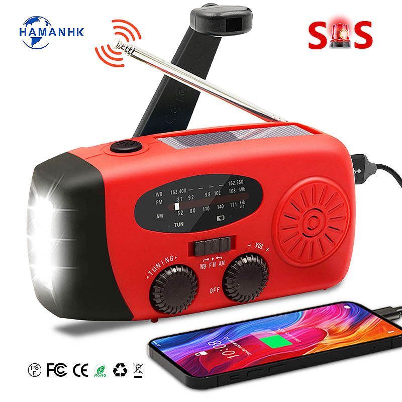 Portable Weather Radio Am Fm Sw Hand Crank Full Band Solar Powered Flashlight Lamp Power Radio Solar Emergency Radio