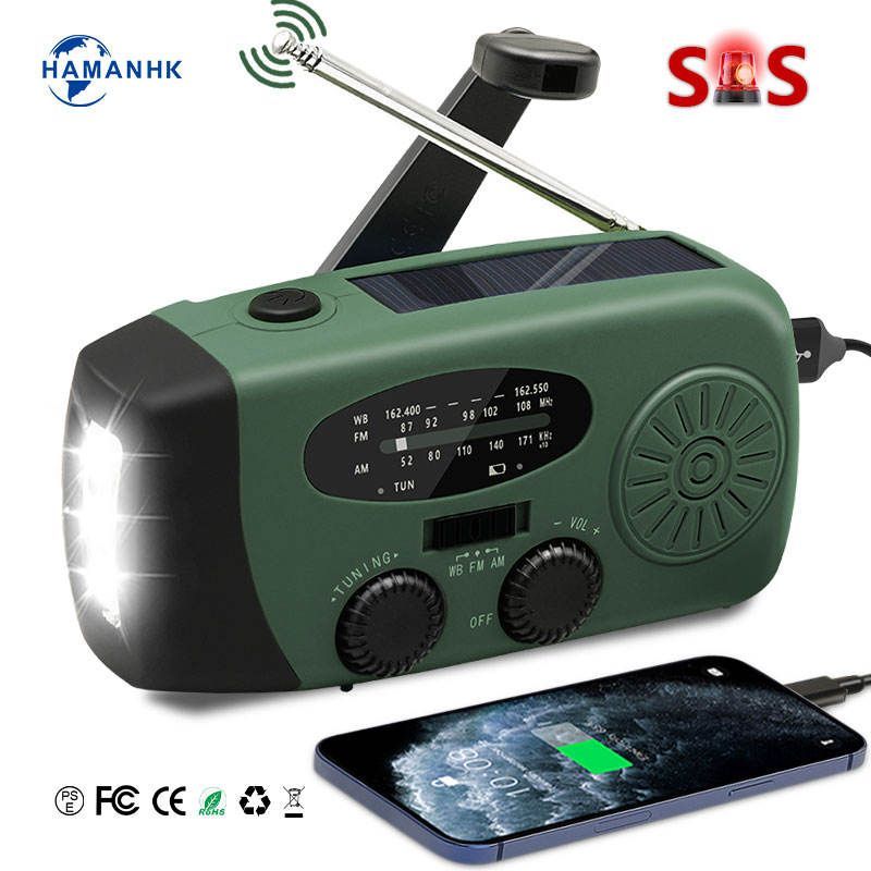 Portable Weather Radio Am Fm Sw Hand Crank Full Band Solar Powered Flashlight Lamp Power Radio Solar Emergency Radio