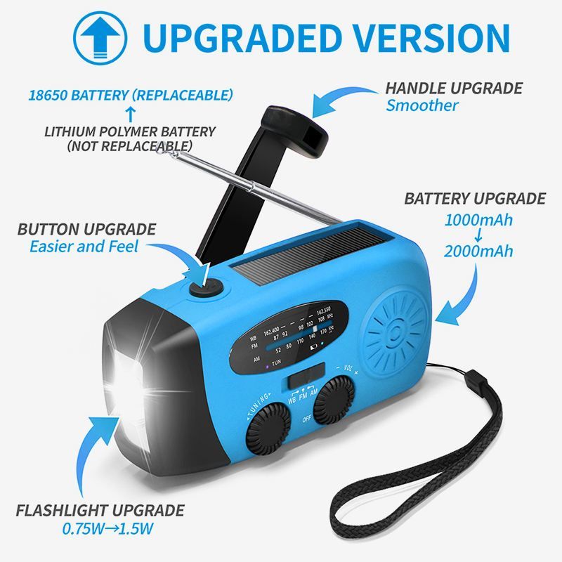 Portable Weather Radio Am Fm Sw Hand Crank Full Band Solar Powered Flashlight Lamp Power Radio Solar Emergency Radio