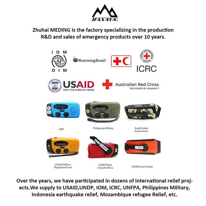 MEDING Emergency Solar Mobile Charger Power Bank Hand Crank Amfmnoaa Radio