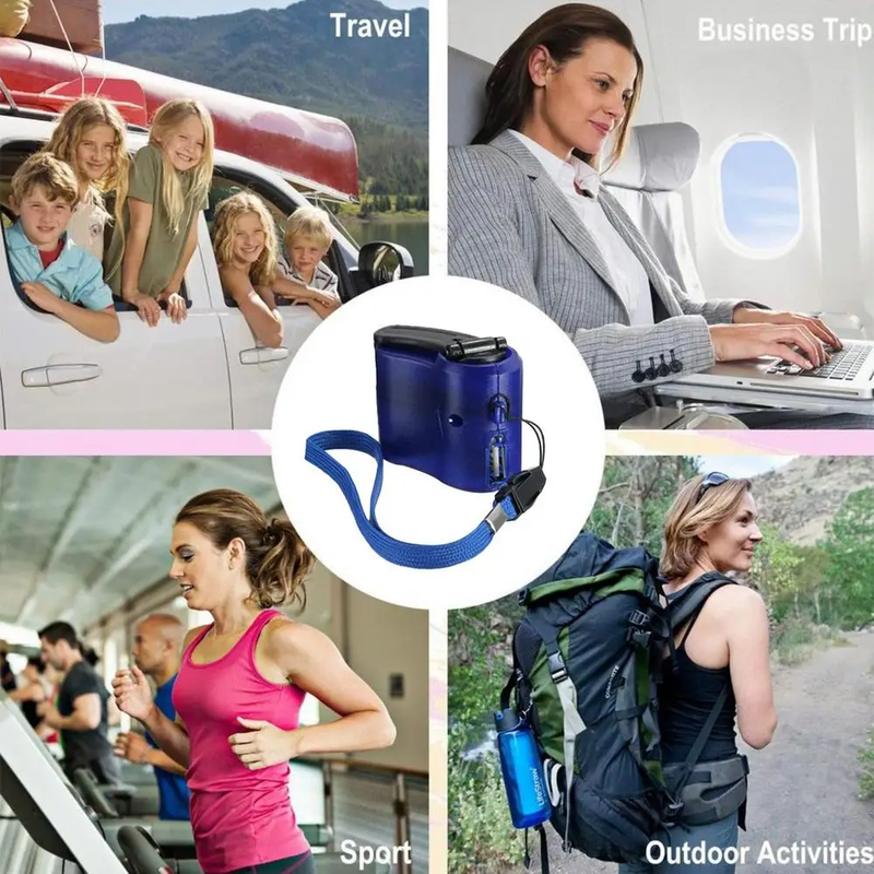 Camping Hand Crank Charger Manual Cranking Power Generation Lighting Tools With USB Port LED Light Mini Powerbank Charging