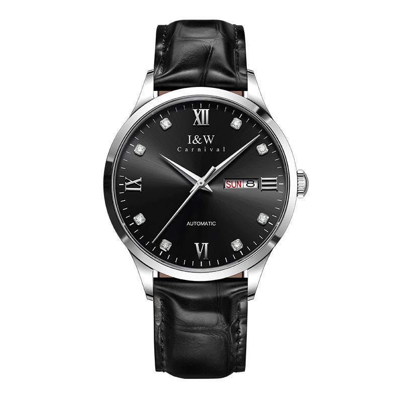 PSQ-I&W512 Swiss brand women's watches mechanical watches temperament versatile leisure waterproof Valentine's Day 520 gift Grey leather belt in this colour