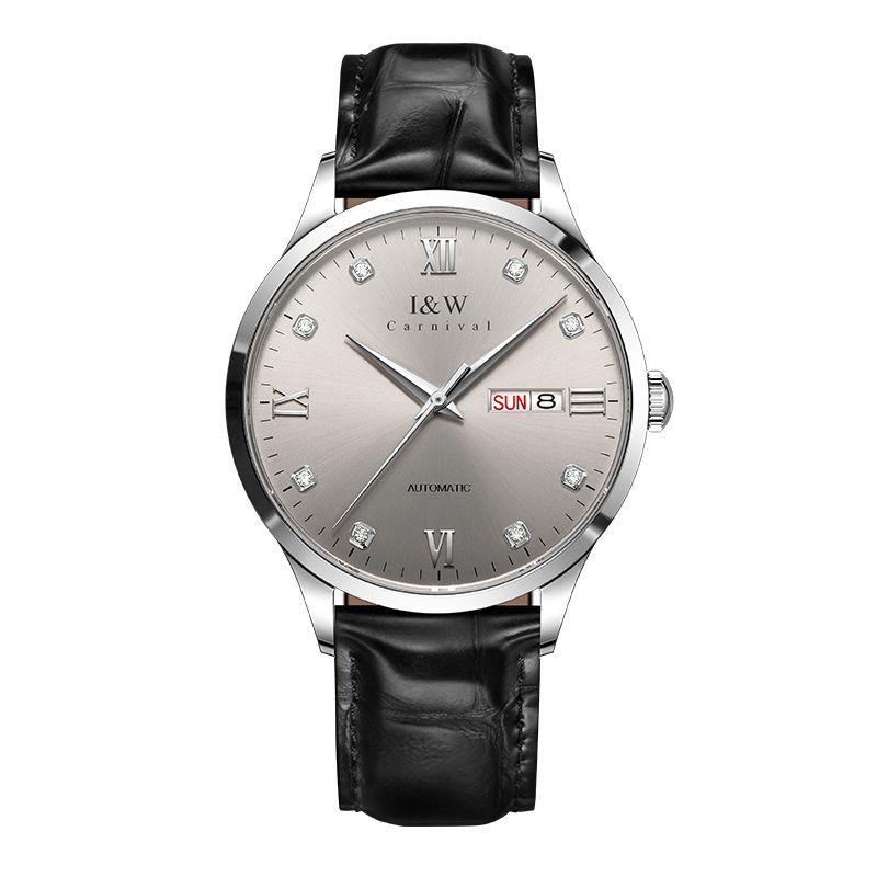 PSQ-I&W512 Swiss brand women's watches mechanical watches temperament versatile leisure waterproof Valentine's Day 520 gift Grey leather belt in this colour