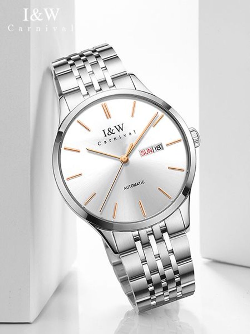 PSQ-I&W508Men's Luxury Automatic Mechanical Business Watch Stainless Steel Wristwatch Masculine Relogio Seiko Movement Pointer Waterproof