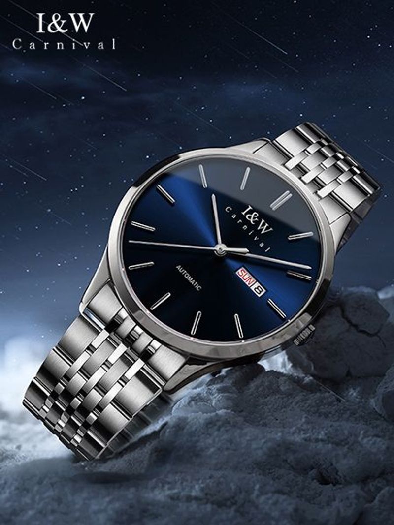 PSQ-I&W508Men's Luxury Automatic Mechanical Business Watch Stainless Steel Wristwatch Masculine Relogio Seiko Movement Pointer Waterproof