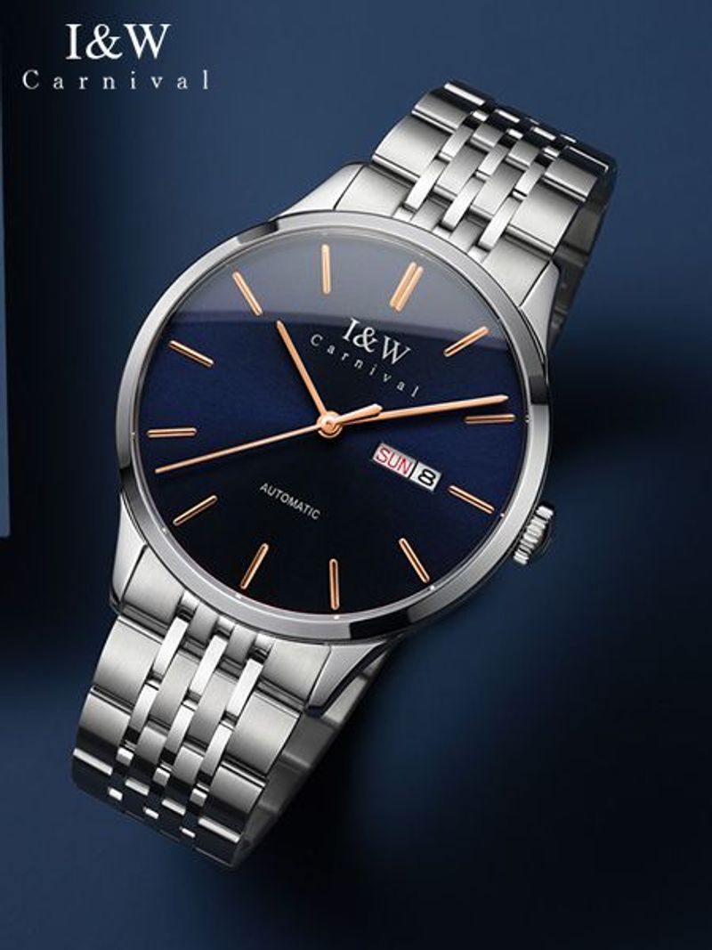 PSQ-I&W508Men's Luxury Automatic Mechanical Business Watch Stainless Steel Wristwatch Masculine Relogio Seiko Movement Pointer Waterproof