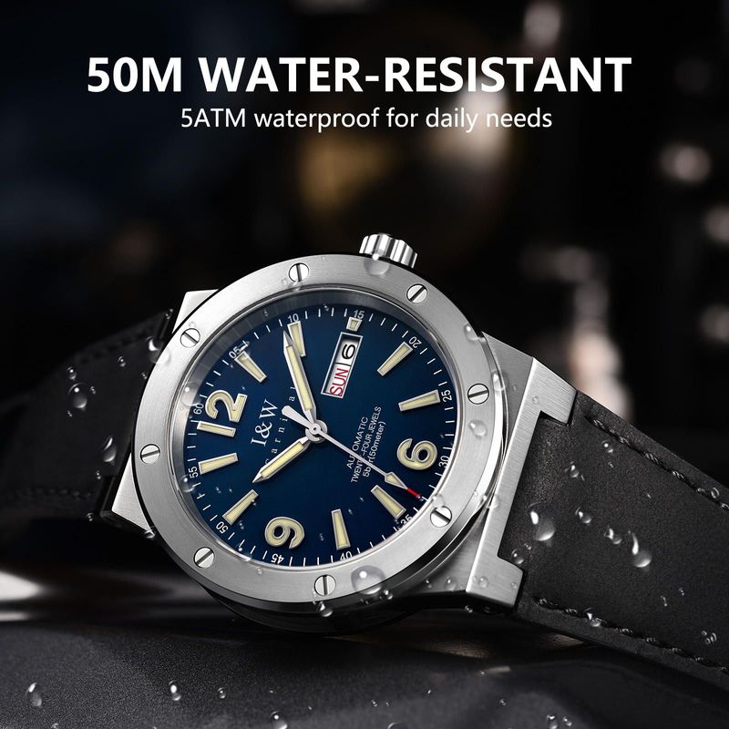 PSQ-I&W589 Luxury Sports Mechanical Watch NH36 Top Brand New Fashion Analog Men's Date Automatic Movement Relogio Masculino Luminous
