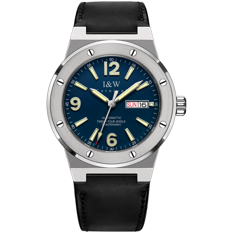 PSQ-I&W589 Luxury Sports Mechanical Watch NH36 Top Brand New Fashion Analog Men's Date Automatic Movement Relogio Masculino Luminous