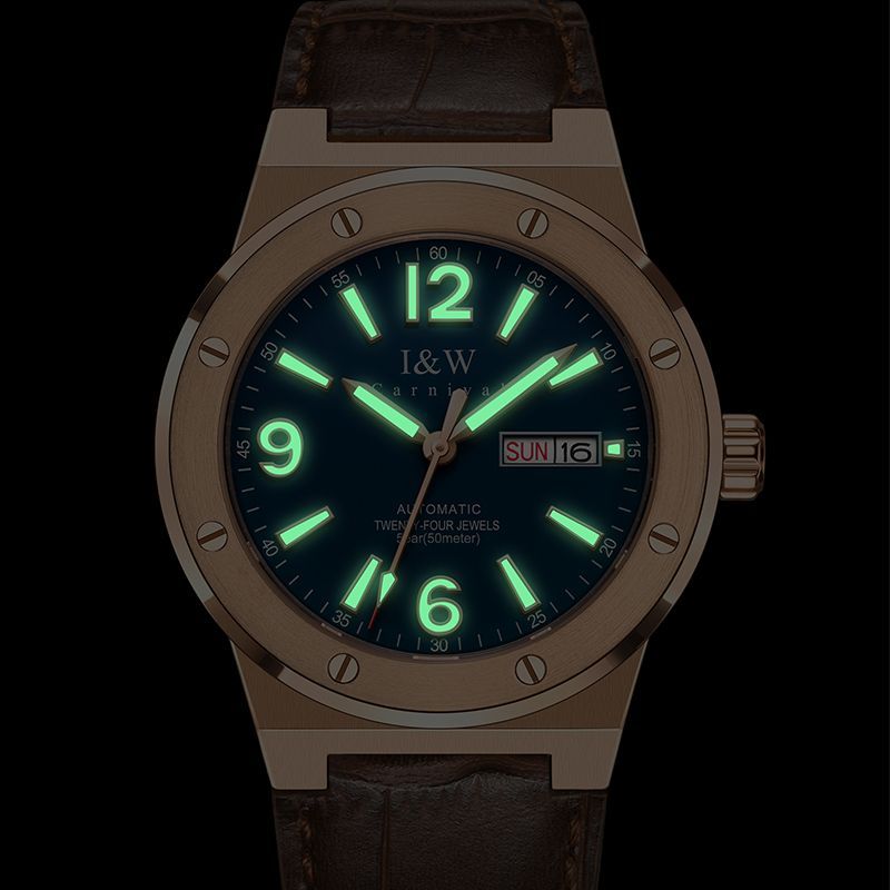 PSQ-I&W589 Luxury Sports Mechanical Watch NH36 Top Brand New Fashion Analog Men's Date Automatic Movement Relogio Masculino Luminous