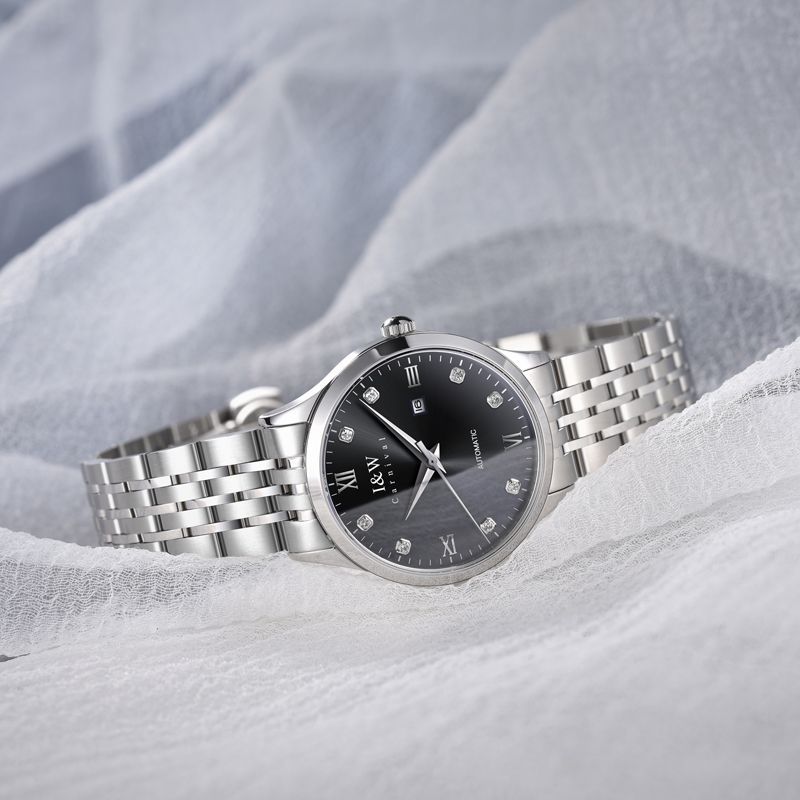 PSQ-I&W512G Women's Automatic Mechanical Watch with Japanese NH36A Movement, Stainless Steel Case, Sapphire Glass, Diamond Inlay, Single Calendar