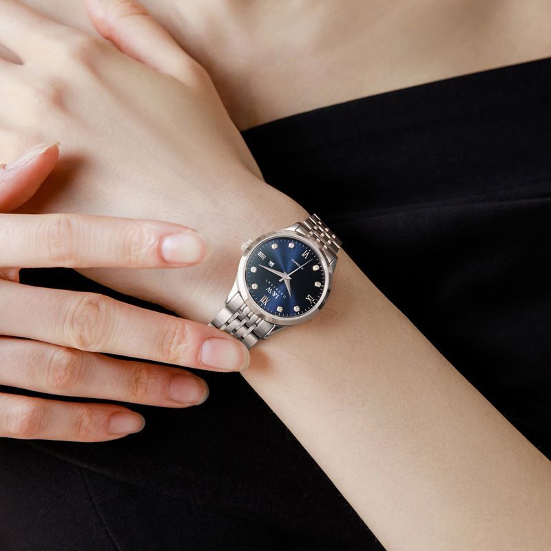 PSQ-I&W512G Women's Automatic Mechanical Watch with Japanese NH36A Movement, Stainless Steel Case, Sapphire Glass, Diamond Inlay, Single Calendar