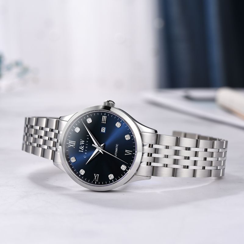 PSQ-I&W512G Women's Automatic Mechanical Watch with Japanese NH36A Movement, Stainless Steel Case, Sapphire Glass, Diamond Inlay, Single Calendar