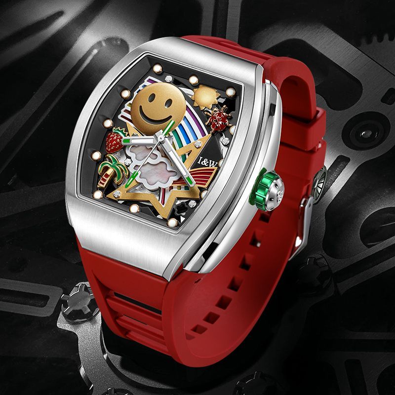 （S)I&W757Stainless Steel Watch with Miyota 8215AAA Movement - 43mm Dial, Rubber Strap, Mineral Glass, Pin Buckle Men's Wristwatch