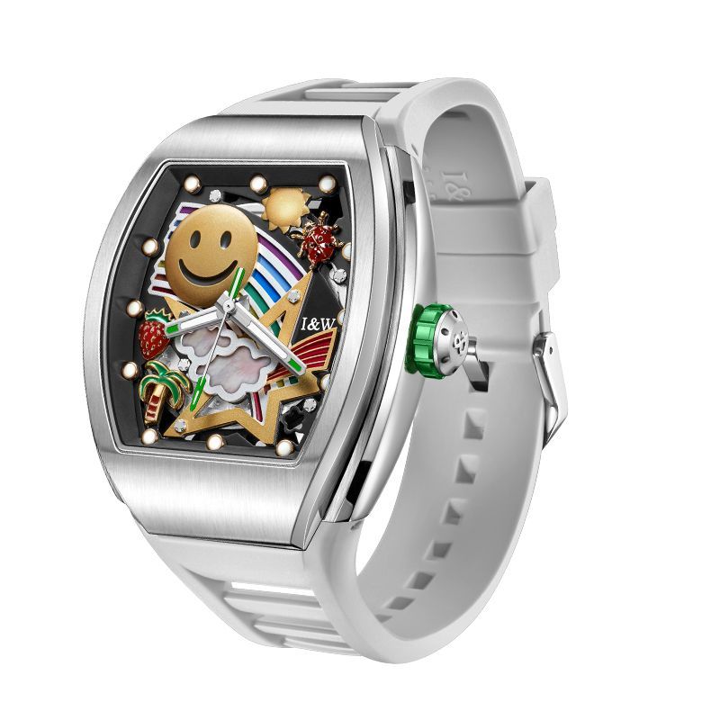 （S)I&W757Stainless Steel Watch with Miyota 8215AAA Movement - 43mm Dial, Rubber Strap, Mineral Glass, Pin Buckle Men's Wristwatch