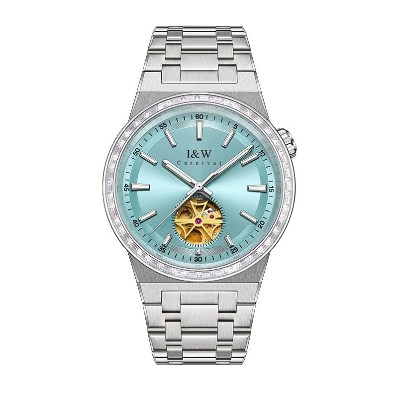 (S)I&W761Men's Watch with Stainless Steel Case & Strap, 41mm Dial, Mineral Reinforced Glass Mirror, Butterfly Clasp Design, Precise Movement for Business & Casual Wear