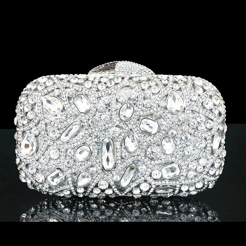 Caiyue B81 Banquet Bag Swarovski Crystals Hand Inlaid Alloy Body Leather Lining Customizable Evening Dress Match