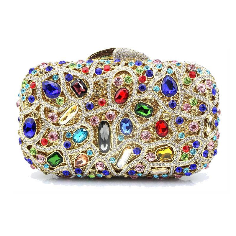 Caiyue B81 Banquet Bag Swarovski Crystals Hand Inlaid Alloy Body Leather Lining Customizable Evening Dress Match