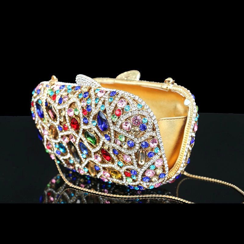 Caiyue B81 Banquet Bag Swarovski Crystals Hand Inlaid Alloy Body Leather Lining Customizable Evening Dress Match