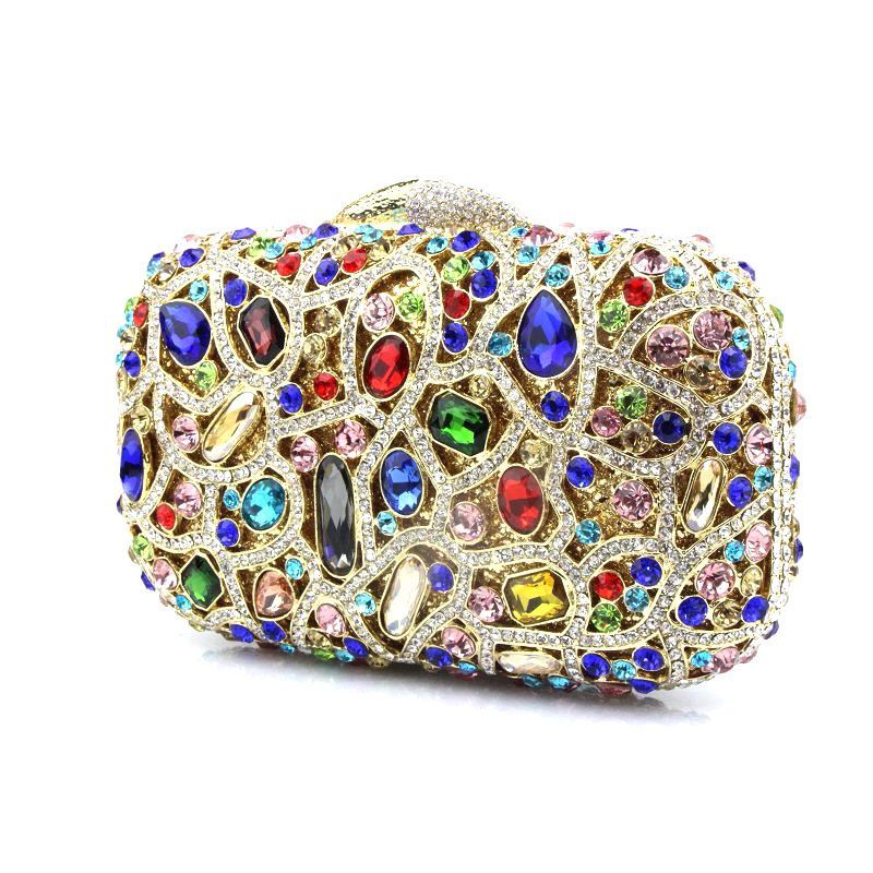 Caiyue B81 Banquet Bag Swarovski Crystals Hand Inlaid Alloy Body Leather Lining Customizable Evening Dress Match