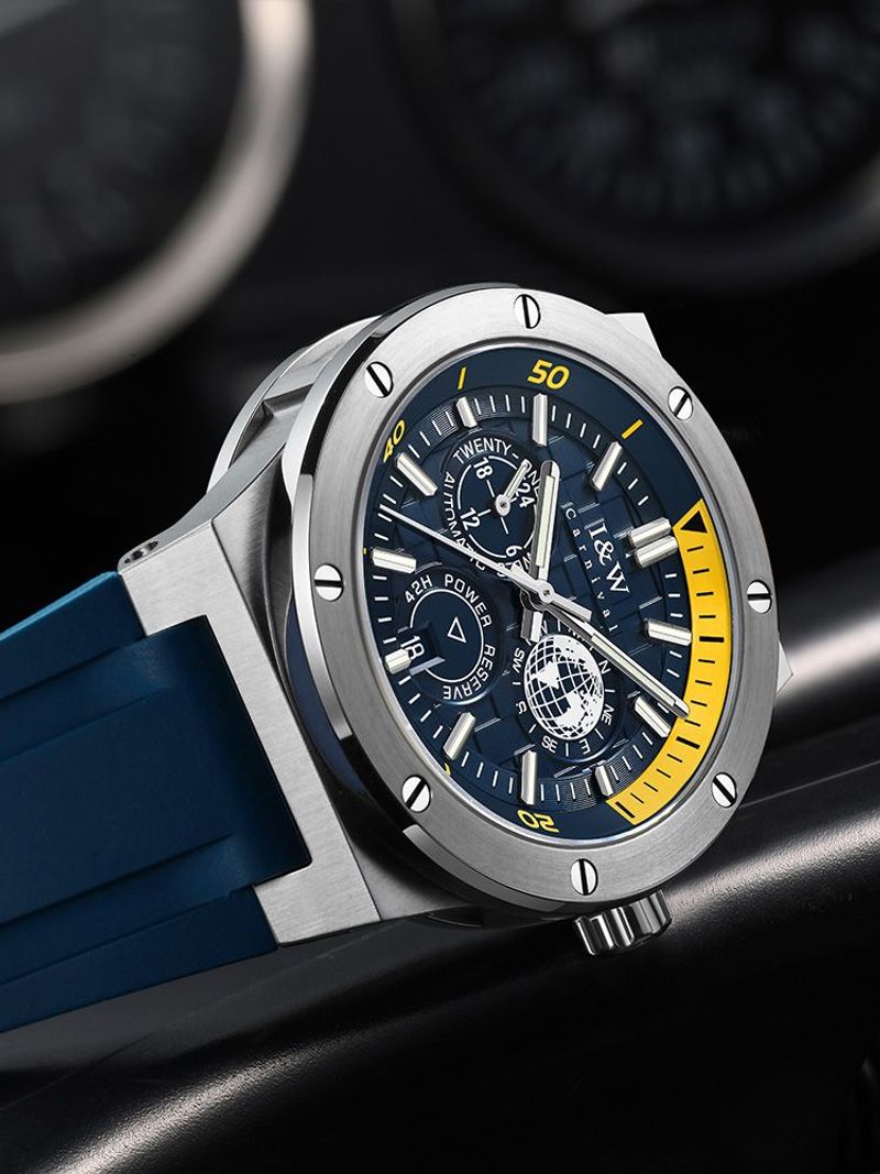 (S)I&W783   42mm Stainless Steel Watch with Miyota 8217 Movement, Synthetic Sapphire Crystal, Rubber Strap with Pin Buckle