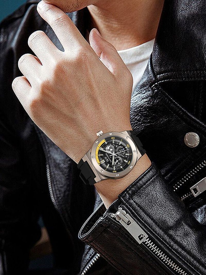 (S)I&W783   42mm Stainless Steel Watch with Miyota 8217 Movement, Synthetic Sapphire Crystal, Rubber Strap with Pin Buckle