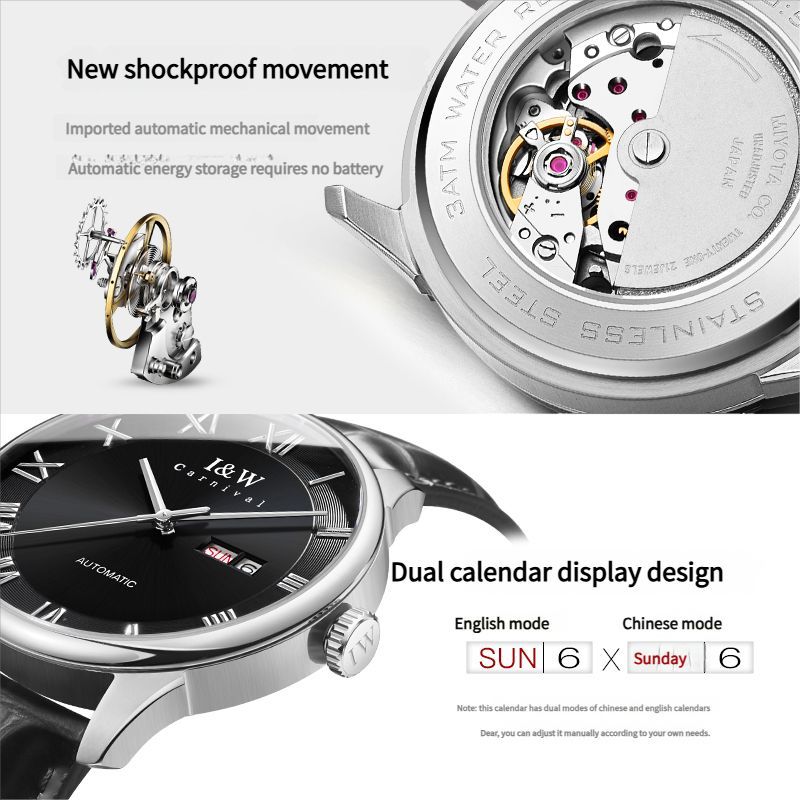 PSQ-I&W513 Stainless Steel Watch Miyota 8205 Seiko NH36 Movement Sapphire Crystal Deployant Clasp Men's Wristwatch