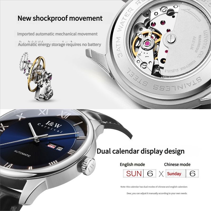 PSQ-I&W513 Stainless Steel Watch Sapphire Blue Miyota 8205 Seiko NH36 Movement Sapphire Crystal Deployant Clasp Men's Wristwatch