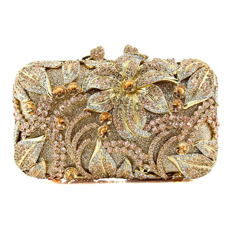 Angel Horse G142 Light Luxury Evening Clutch Bag Swarovski Crystals Hollow Out Inlaid Alloy Handmade Custom Lambskin Lining Handheld for Annual Dinner High-End Party