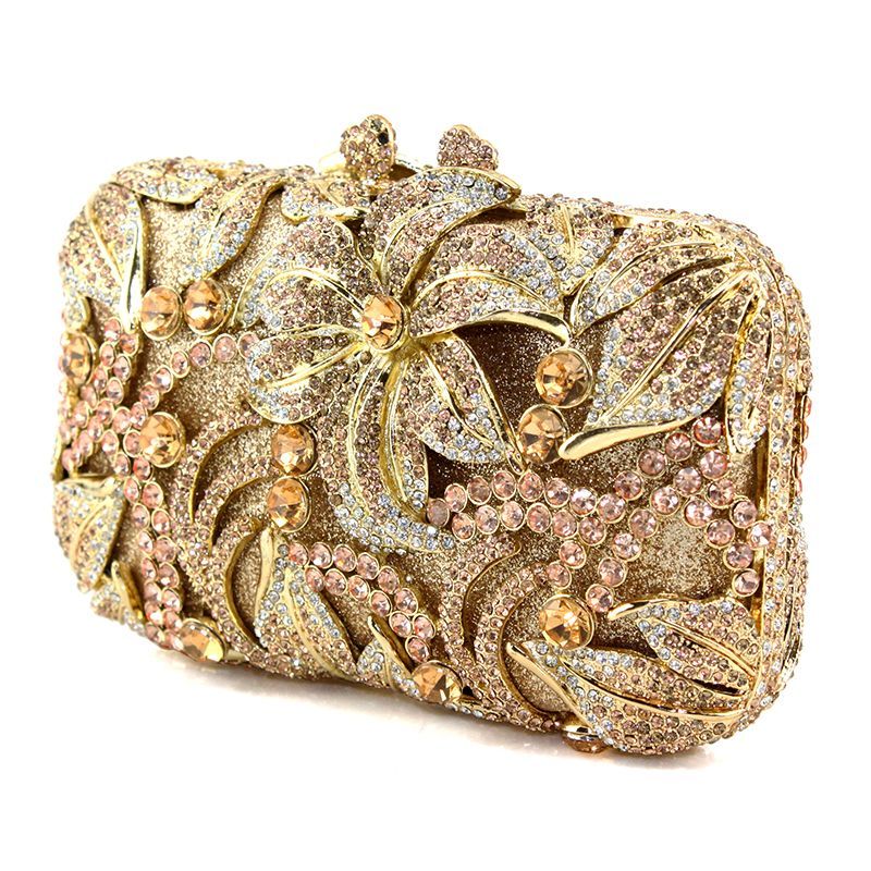 Angel Horse G142 Light Luxury Evening Clutch Bag Swarovski Crystals Hollow Out Inlaid Alloy Handmade Custom Lambskin Lining Handheld for Annual Dinner High-End Party