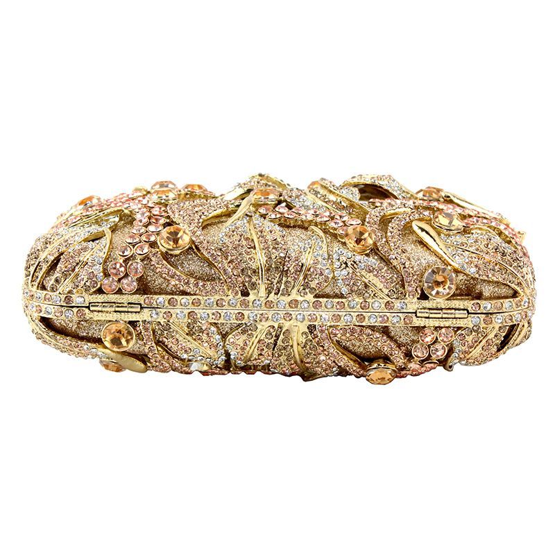 Angel Horse G142 Light Luxury Evening Clutch Bag Swarovski Crystals Hollow Out Inlaid Alloy Handmade Custom Lambskin Lining Handheld for Annual Dinner High-End Party