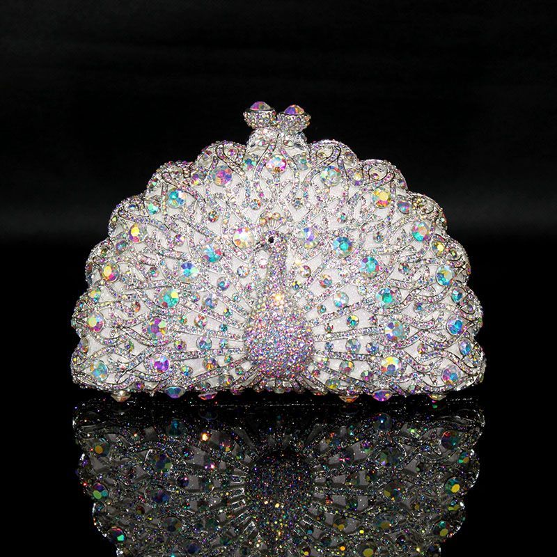 Angel Horse G146 Light Luxury Evening Clutch Bag Swarovski Crystals Hollow Out Inlaid Alloy Handmade Custom Lambskin Lining Handheld for Annual Dinner High-End Party