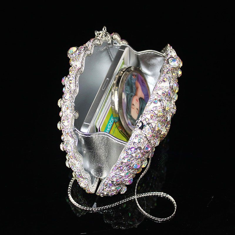 Angel Horse G146 Light Luxury Evening Clutch Bag Swarovski Crystals Hollow Out Inlaid Alloy Handmade Custom Lambskin Lining Handheld for Annual Dinner High-End Party