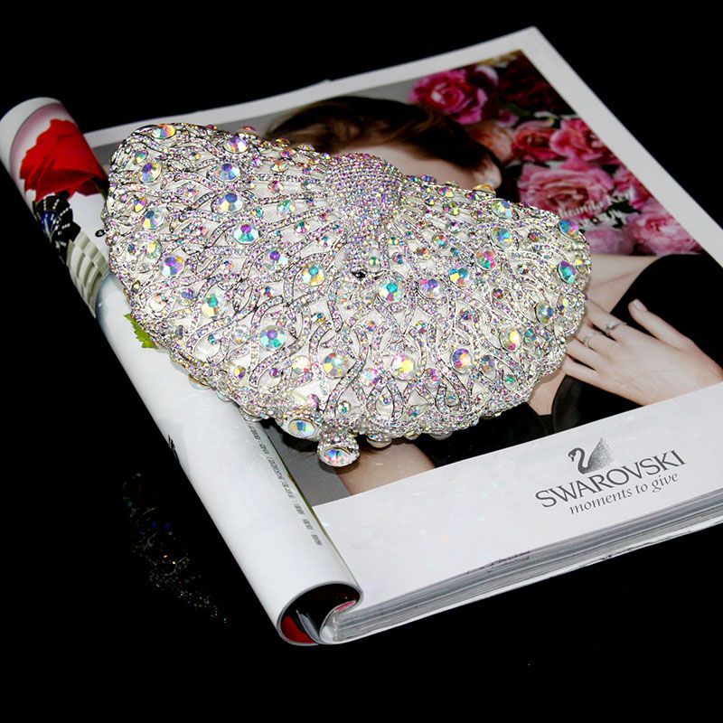 Angel Horse G146 Light Luxury Evening Clutch Bag Swarovski Crystals Hollow Out Inlaid Alloy Handmade Custom Lambskin Lining Handheld for Annual Dinner High-End Party