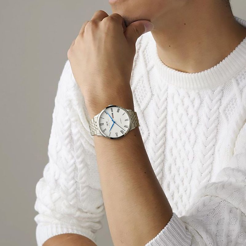 （S）I&W 912 Men's Stainless Steel Watch - 41mm Case, Miyota 8205 Movement, Synthetic Sapphire Crystal, Butterfly Clasp Bracelet