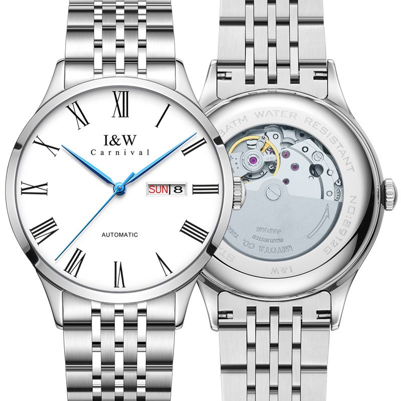 （S）I&W 912 Men's Stainless Steel Watch - 41mm Case, Miyota 8205 Movement, Synthetic Sapphire Crystal, Butterfly Clasp Bracelet