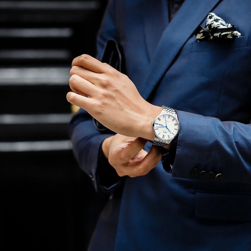 （S）I&W 912 Men's Stainless Steel Watch - 41mm Case, Miyota 8205 Movement, Synthetic Sapphire Crystal, Butterfly Clasp Bracelet