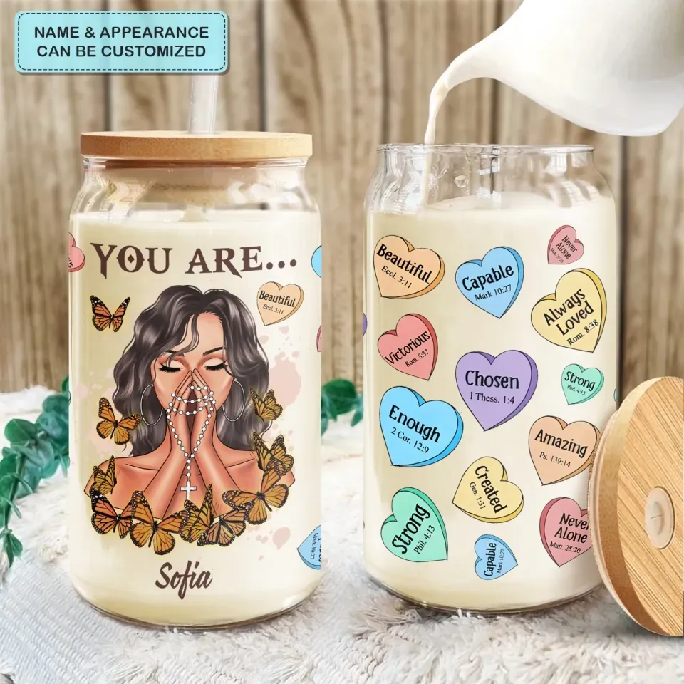 God Say You Are - Personalized Custom Glass Can - Mother's Day Gift For Mom, Family Members