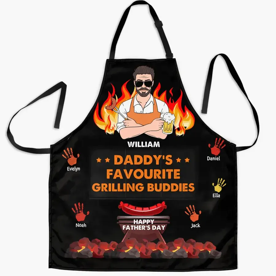 Personalized Apron - Father's Day Gift For Dad, Grandpa, Gift For Grilling Lover - Daddy's Grilling Buddies