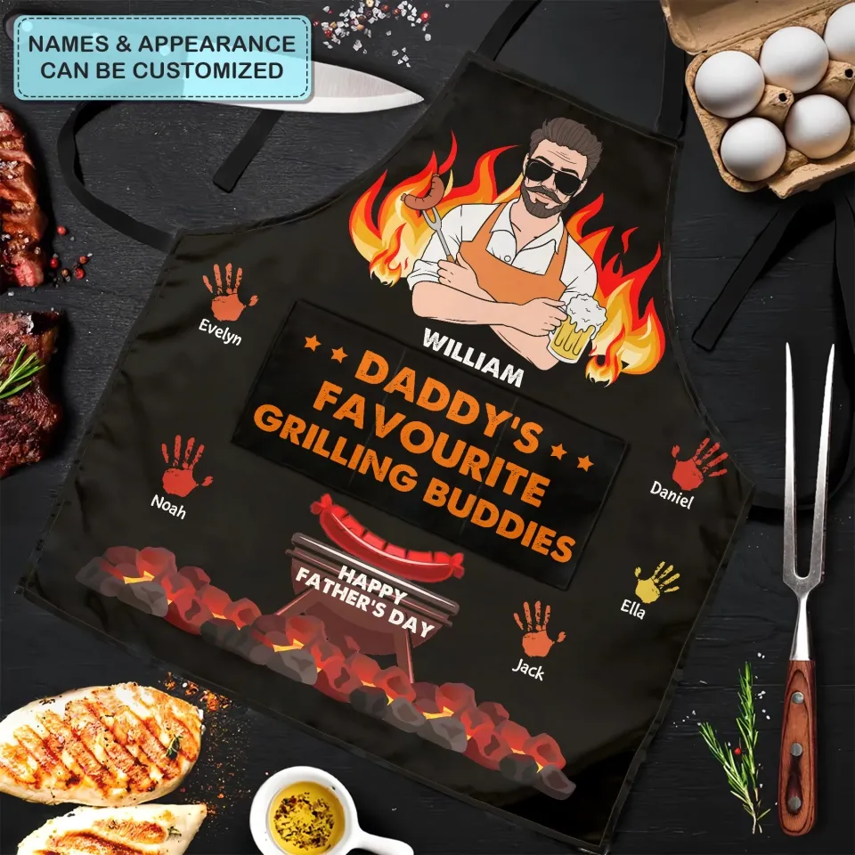 Personalized Apron - Father's Day Gift For Dad, Grandpa, Gift For Grilling Lover - Daddy's Grilling Buddies