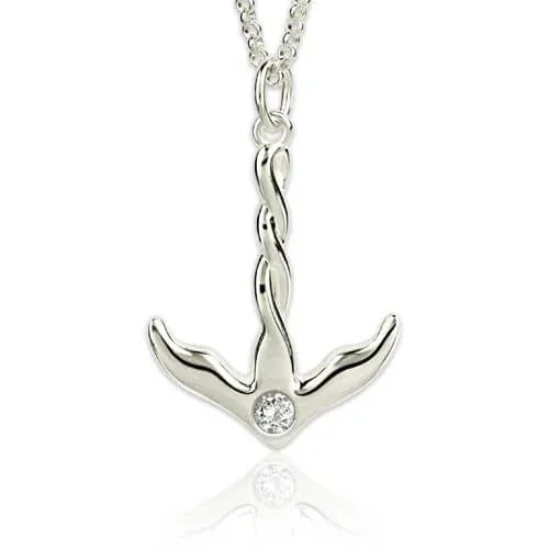 Anchor Birthstone Necklace Sterling Silver