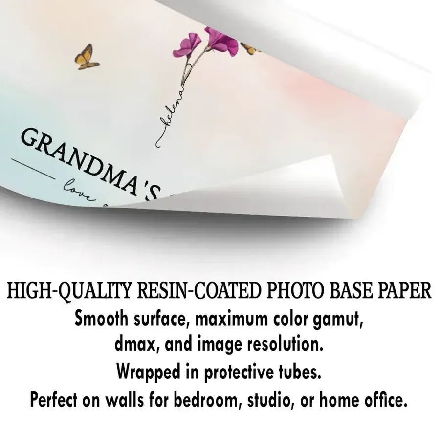 Grandma's Garden Love Grows Here - Personalized Custom Poster Wrapped Canvas - Mother's Day Gift For Grandma, Mom