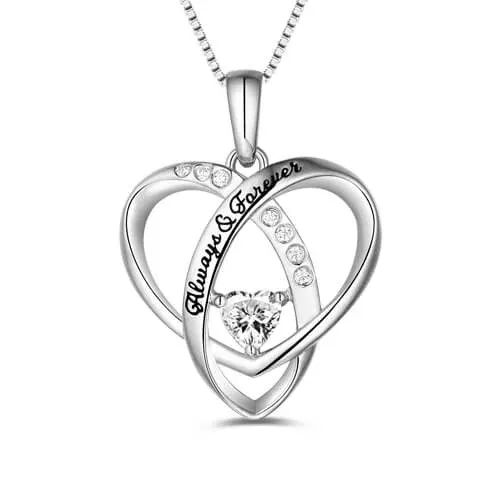 Jewelry Gift for Mom Personalized Always & Forever Heart Necklace