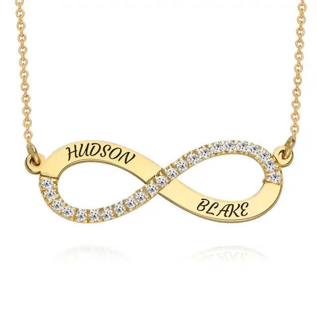 For Lifers Infinity Necklace with Diamonds in 18K Gold Plating