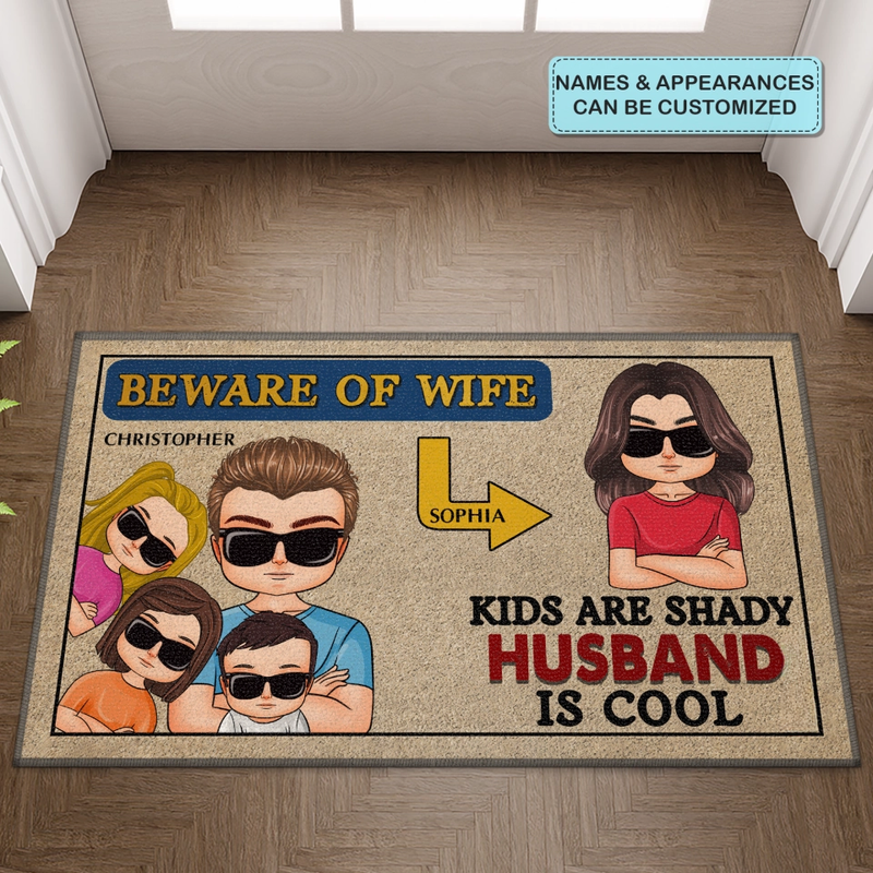 Personalized Custom Doormat - Birthday Gift For Family - Beware of Wife